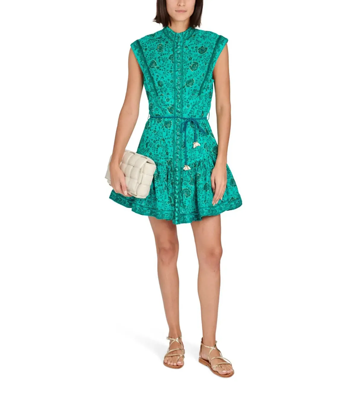 Zimmermann Lulu Panelled Floral Flip Dress In Green Size 0/Au 8 - Image 1