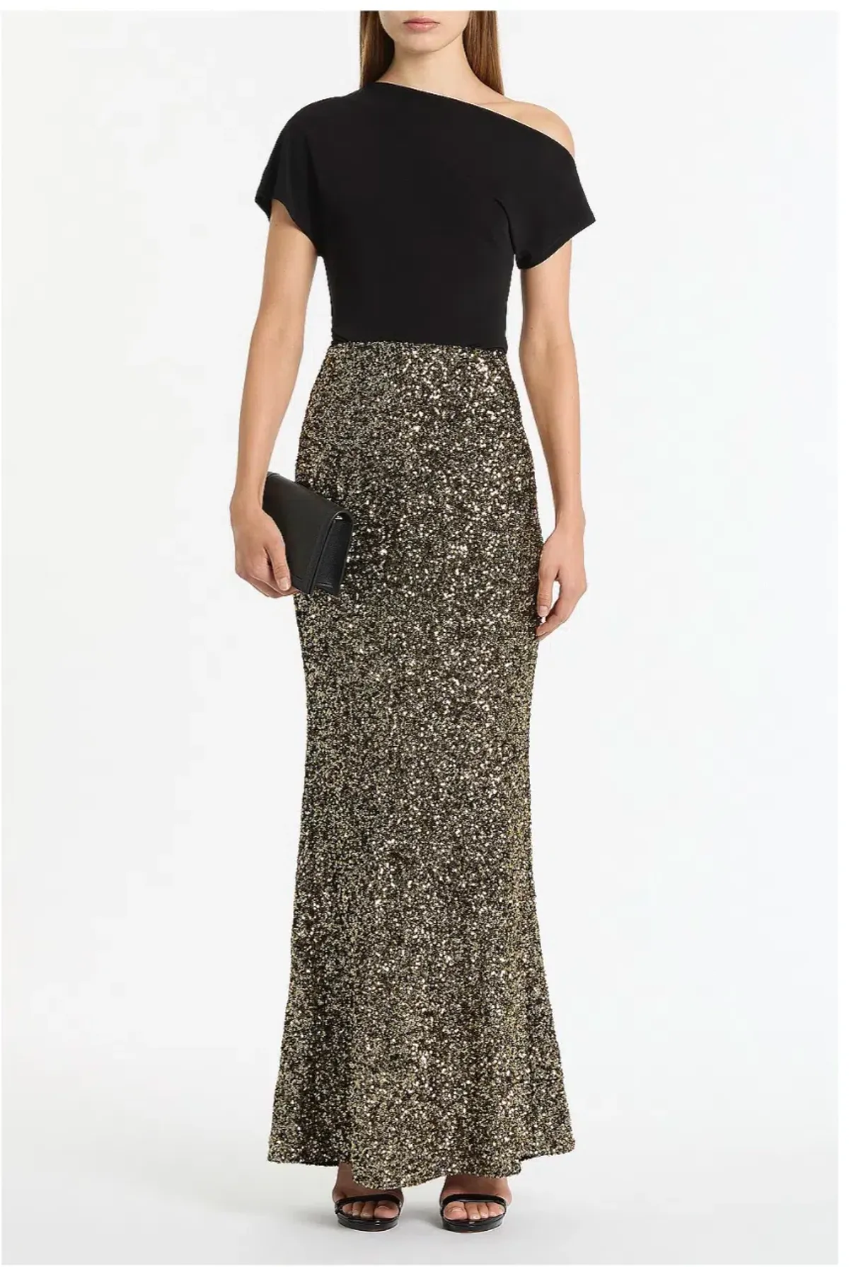 Carla Zampatti Bronze Crushed Sequin Column Skirt Size AU 12 - Image 1
