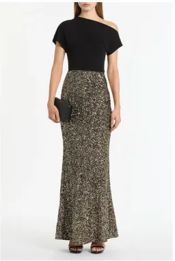 Carla Zampatti Bronze Crushed Sequin Column Skirt Size AU 12 for rent on The Volte - image 1
