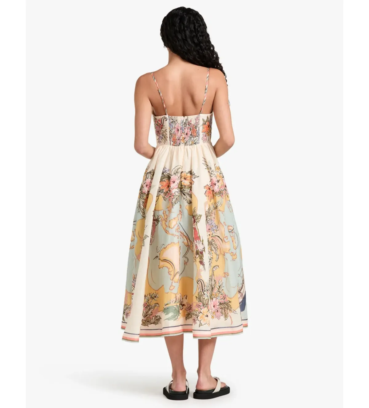 Zimmermann Tallow Tucked Bodice Midi Dress Nautical Map Size 2/AU 12 - Image 4