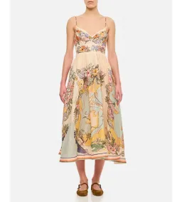 Zimmermann Tallow Tucked Bodice Midi Dress Nautical Map Size 2/AU 12 for rent on The Volte - image 1