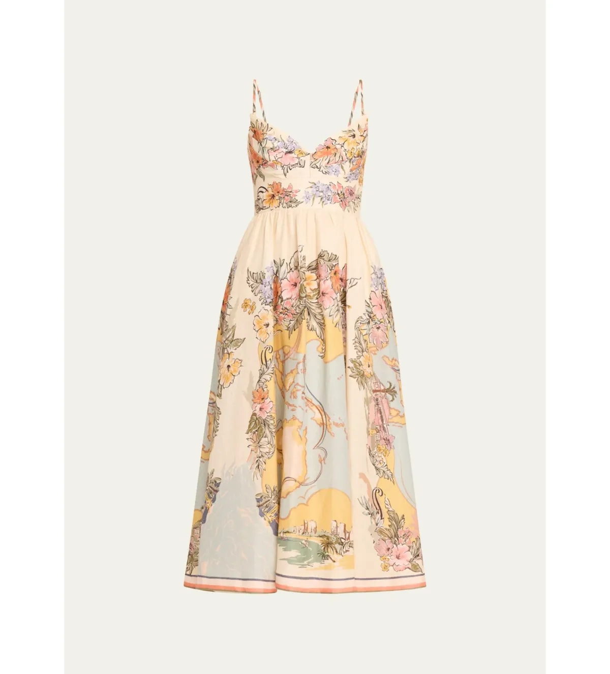 Zimmermann Tallow Tucked Bodice Midi Dress Nautical Map Size 2/AU 12 - Image 7