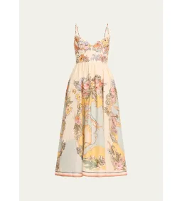 Zimmermann Tallow Tucked Bodice Midi Dress Nautical Map Size 2/AU 12 for rent on The Volte - image 7