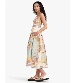 Zimmermann Tallow Tucked Bodice Midi Dress Nautical Map Size 2/AU 12 for rent on The Volte - image 3