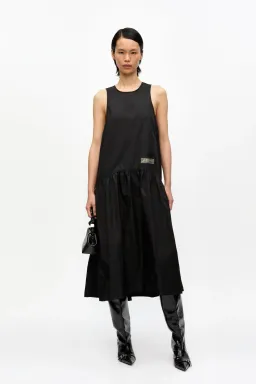 Ganni Duchesse Nylon Midi Dress Black Size 6 for rent on The Volte - image 1