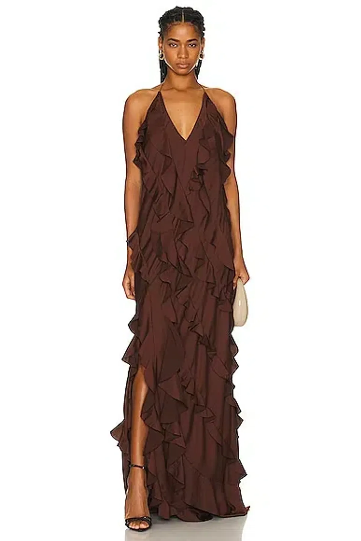 Anna October Reneta Ruffle Maxi Brown Size AU 10 - Image 1