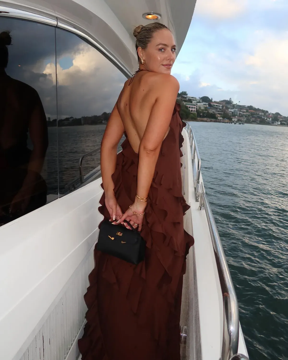 Anna October Reneta Ruffle Maxi Brown Size AU 10 - Image 4