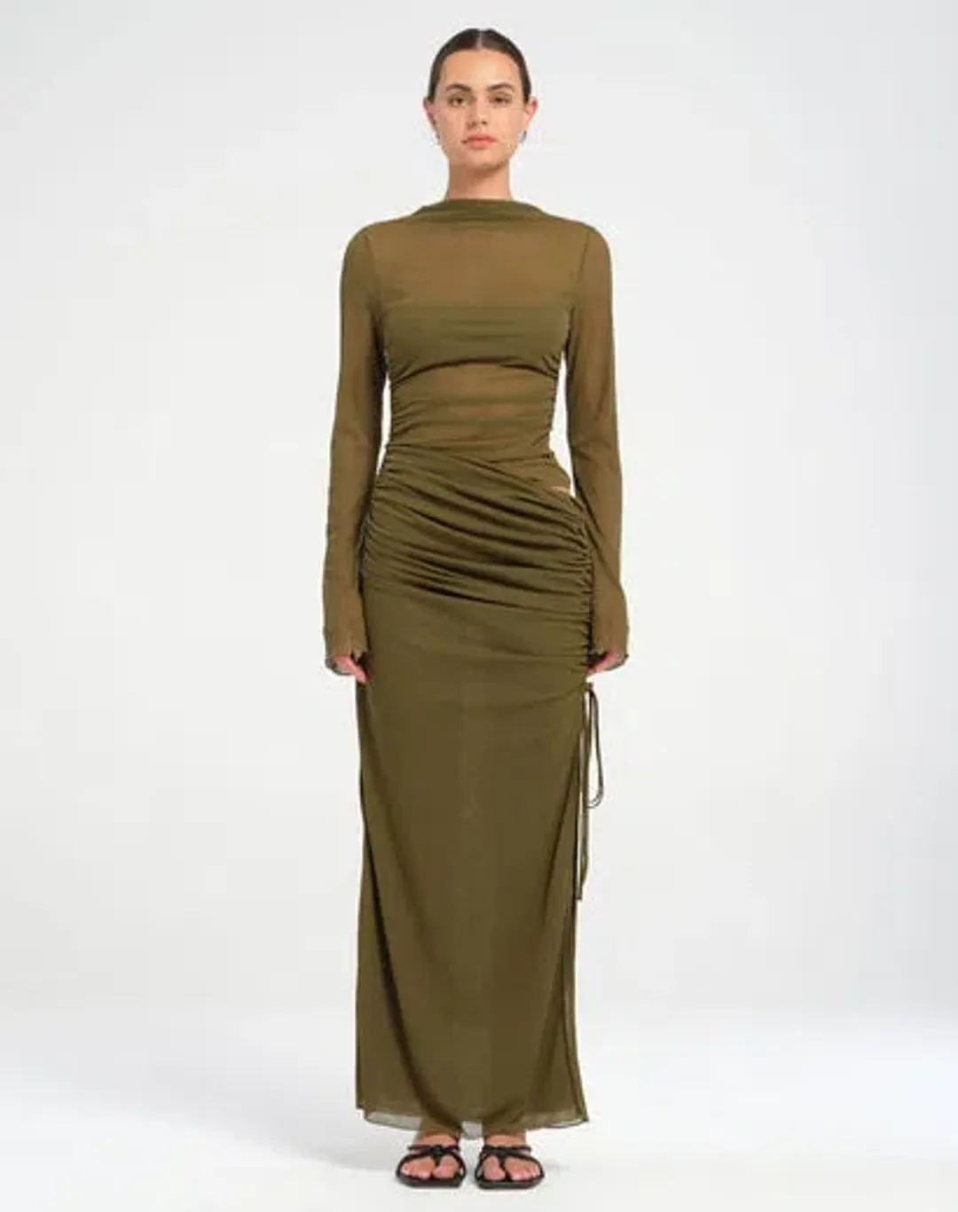 Benni Mable Maxi Dress in Khaki Size 8 for rent on The Volte - main image