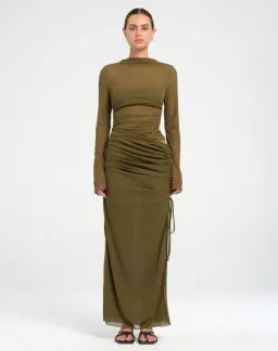 Benni Mable Maxi Dress in Khaki Size 8 for rent on The Volte - image 1