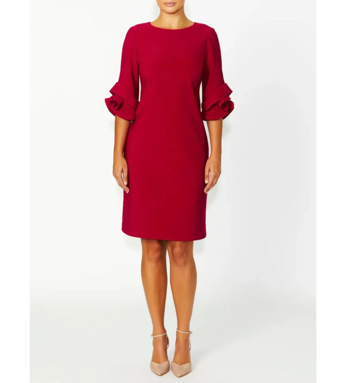 Anthea Crawford Rosie Flame Knee-Length Dress Red Size AU 14 for rent on The Volte - main image