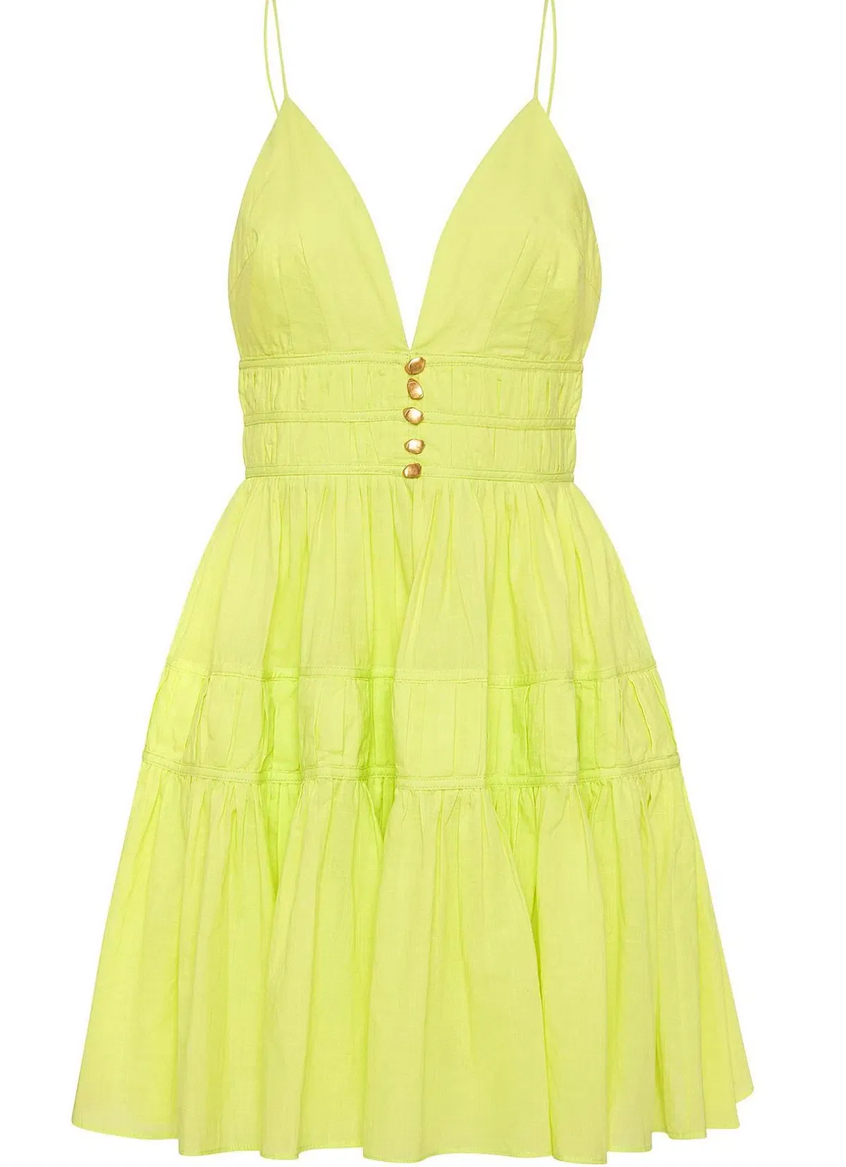 Aje Grace Tiered Dress in Light Lemon Green Size 6/XS - Image 4