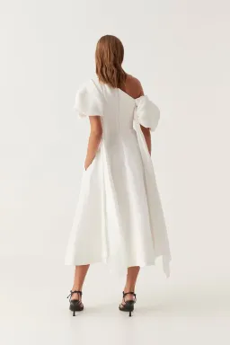 Aje Arista Tulip Sleeve Midi Dress Ivory Size AU 16 for rent on The Volte - image 2