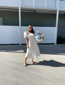 Aje Arista Tulip Sleeve Midi Dress Ivory Size AU 16 for rent on The Volte - image 12