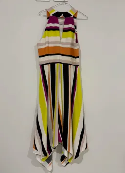 Veronika Maine Striped Halter Midi Dress Multi Size 12 for rent on The Volte - image 3