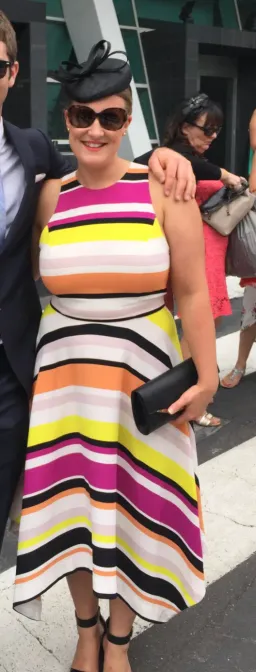 Veronika Maine Striped Halter Midi Dress Multi Size 12 for rent on The Volte - image 1