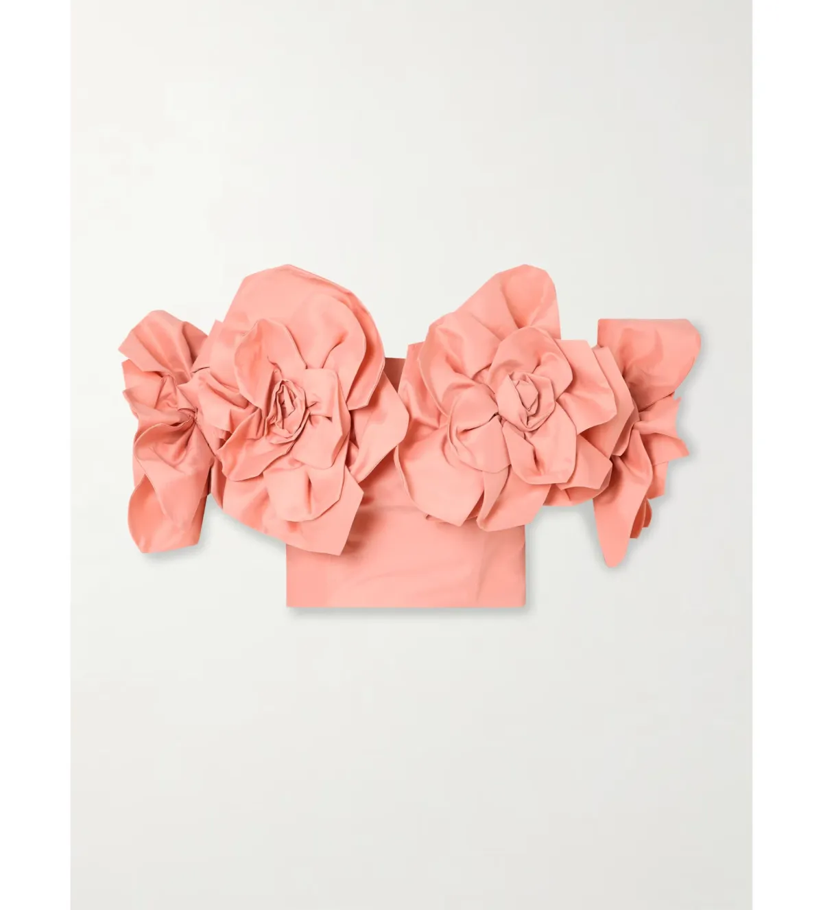 Aje Etta Appliquéd Off Theshoulder Taffeta Cropped Top Peach Size 10 - Image 1