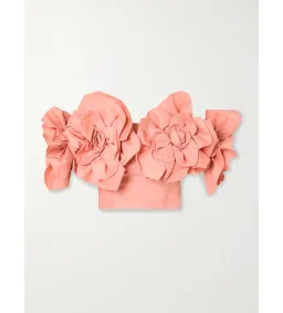 Aje Etta Appliquéd Off Theshoulder Taffeta Cropped Top Peach Size 10 for rent on The Volte - image 1