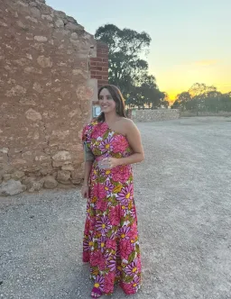 S/W/F Frida One Shoulder Puff Sleeve Maxi Dress Floral Pink Size L / Au 14 for rent on The Volte - image 4