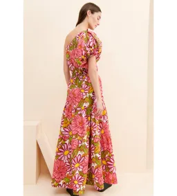 S/W/F Frida One Shoulder Puff Sleeve Maxi Dress Floral Pink Size L / Au 14 for rent on The Volte - image 7