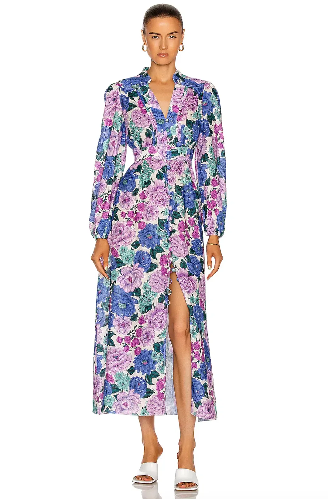 Zimmermann Poppy Plunge Made Midi Dress in Multi Floral Size 14 for rent on The Volte - main image