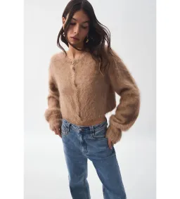 Aje Celine Fluffy Cardigan in Camel S / AU 8 for rent on The Volte - image 2