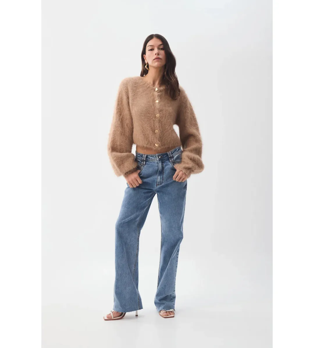 Aje Celine Fluffy Cardigan in Camel S / AU 8 for rent on The Volte - main image