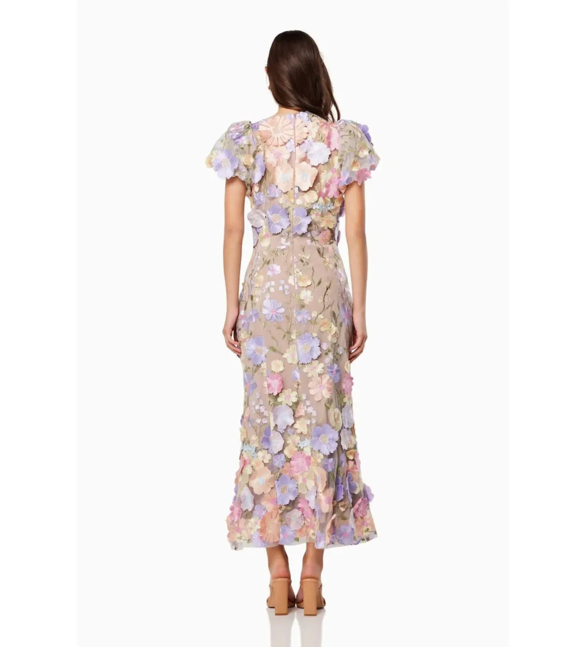 Elliatt Asterea 3D Pastel Floral Midi Gown in Pink Size S/ AU 8 - Image 3