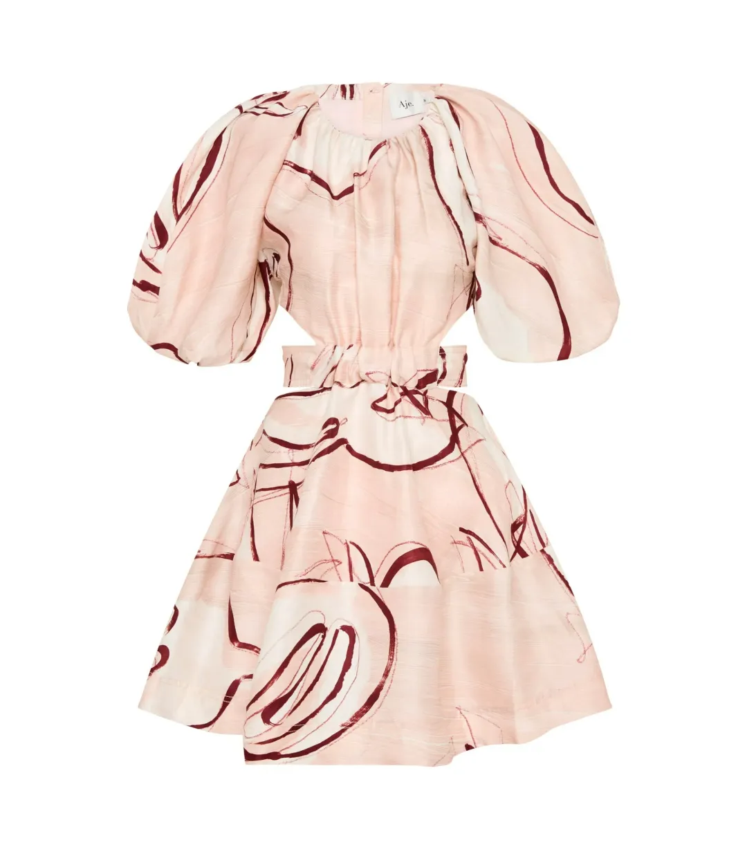 Aje Psychedelia Puff Sleeve Mini Dress Whimsical Dove Size AU 6 for rent on The Volte - main image