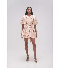 Aje Psychedelia Puff Sleeve Mini Dress Whimsical Dove Size AU 6 for rent on The Volte - image 1