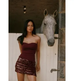 Ance Gria Anastasia Mini Dress Burgundy Size AU 8 for rent on The Volte - image 2