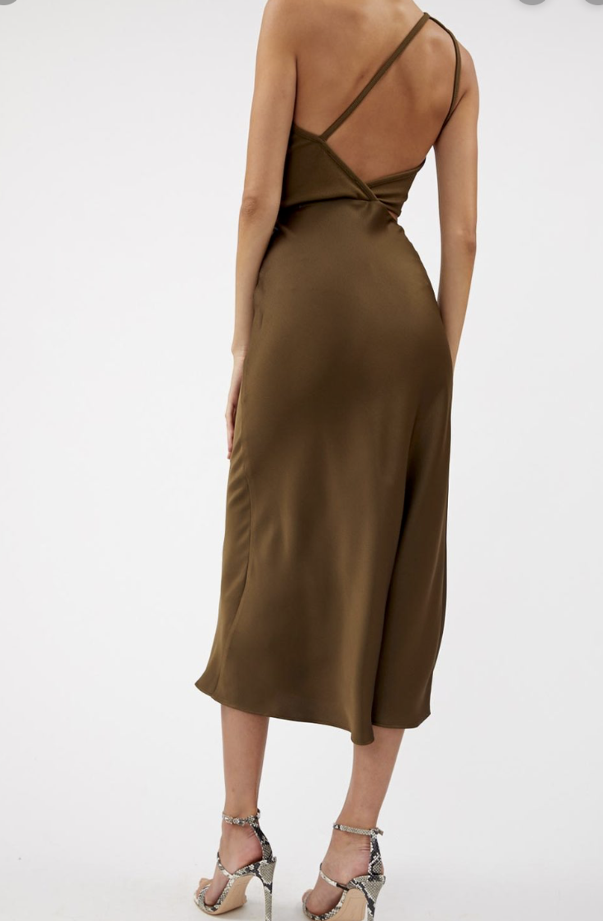 Christopher Esber Rib Bias Midi Dress Olive Size 6 - Image 2