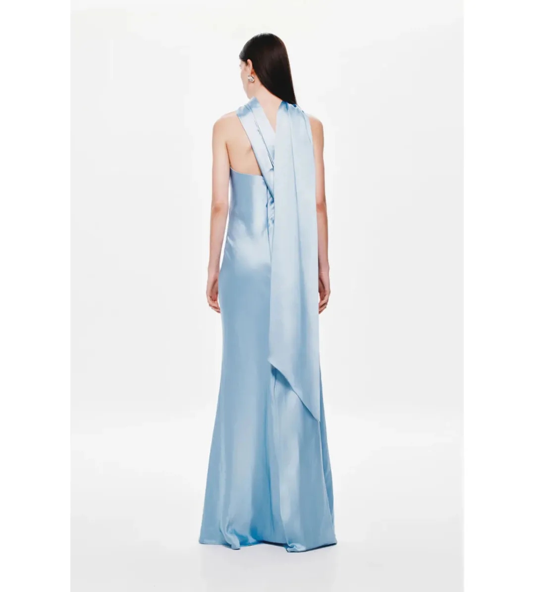 MISHA The Lilia Satin Dress in Blue Size 10 for rent on The Volte - main image
