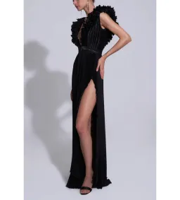 L'ldee Tuileries Split Gown in Noir Size 12 for rent on The Volte - image 3