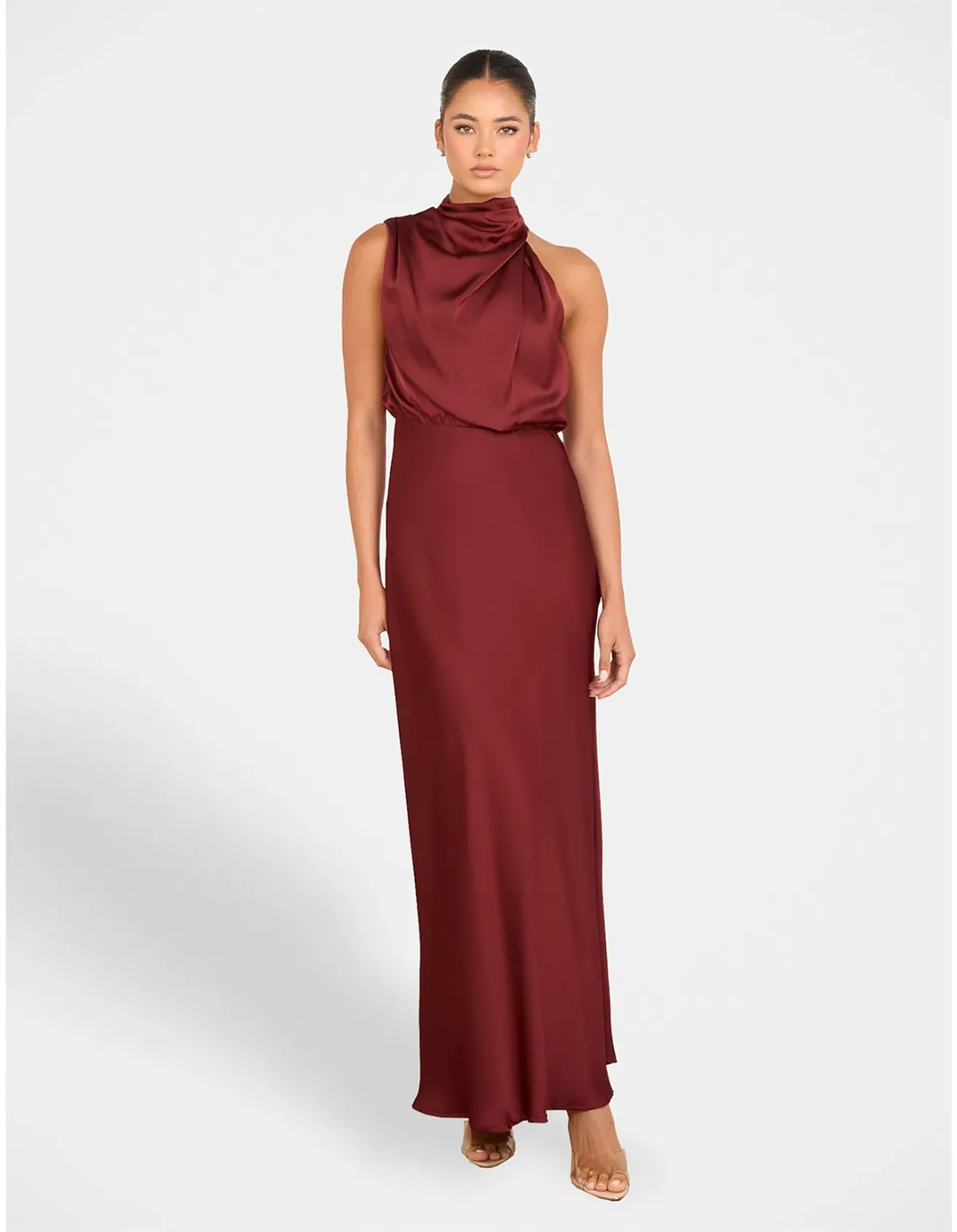 Pilgrim Otillie High Neck Gown Burgundy Size AU 14 for rent on The Volte - main image