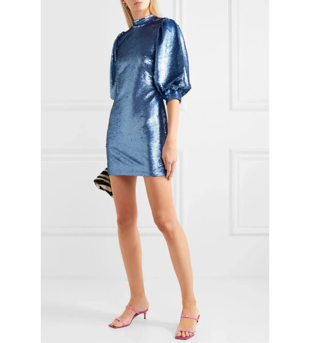 Ganni Forever Sequin Mini Dress in Blue Size 10 for rent on The Volte - main image