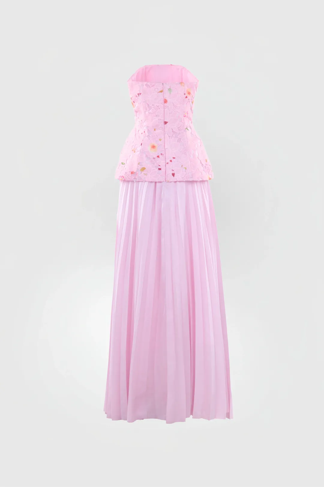 Justin Tong Cascade Pleated Gown Pink Size 12 for rent on The Volte - main image