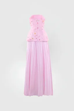 Justin Tong Cascade Pleated Gown Pink Size 12 for rent on The Volte - image 7