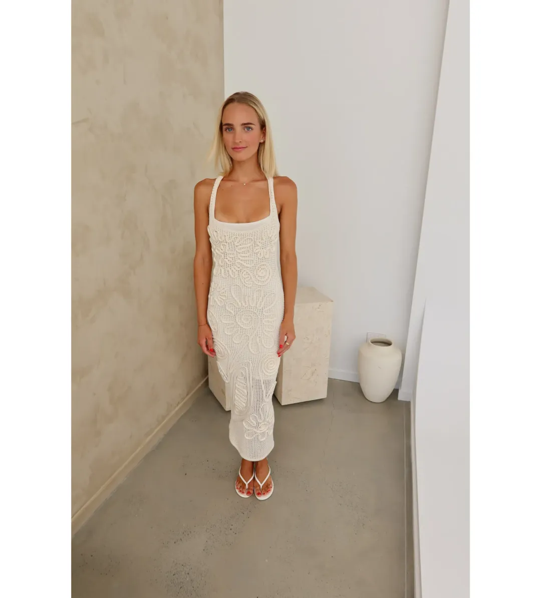 Cult Gaia Nissa Knit Midi Dress in Off White Size XS / AU 6 for rent on The Volte - main image