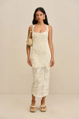 Cult Gaia Nissa Knit Midi Dress in Off White Size XS / AU 6 for rent on The Volte - image 1
