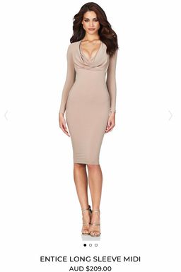 Nookie long sleeve drape midi Nude Size 6 for rent on The Volte - image 2