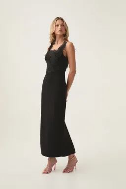 Aje Daisy Knit Maxi Dress Black Size 12 for rent on The Volte - image 1