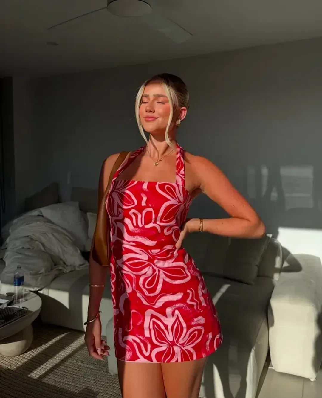 Kookai Soley mini dress in Pink Size AU 6 for rent on The Volte - main image