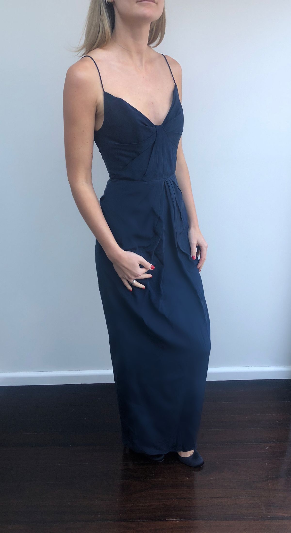 Zimmermann Pleated Silk Maxi Dress Navy Size 8 - Image 3