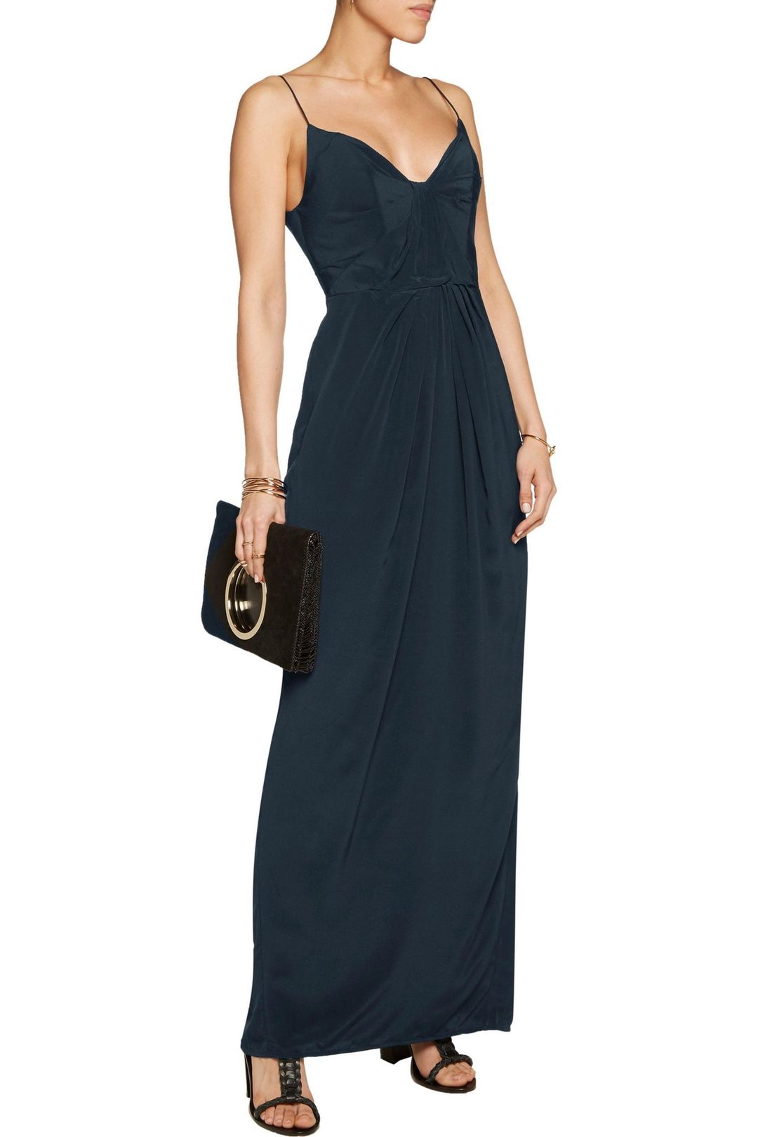 Zimmermann Pleated Silk Maxi Dress Navy Size 8 for rent on The Volte - main image