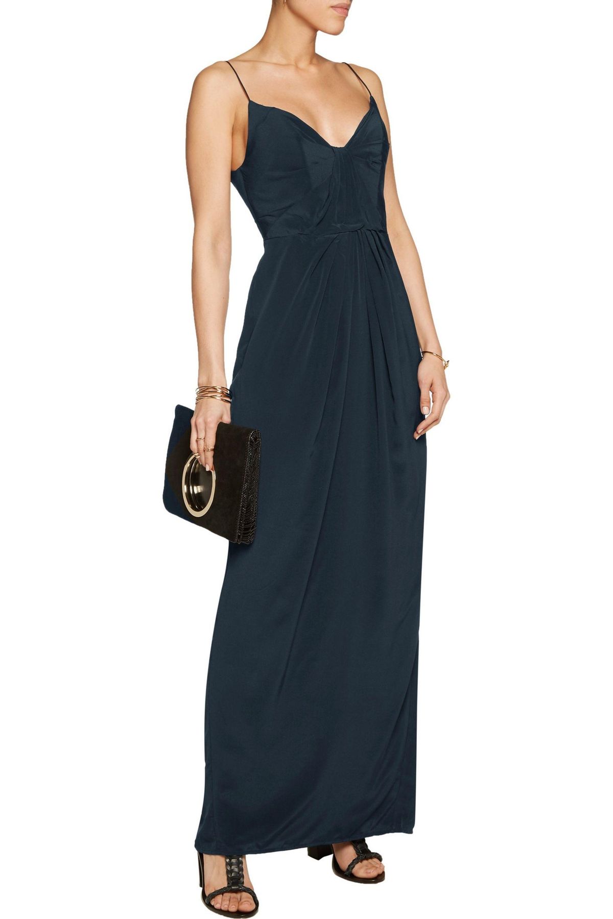 Zimmermann Pleated Silk Maxi Dress Navy Size 8 - Image 1