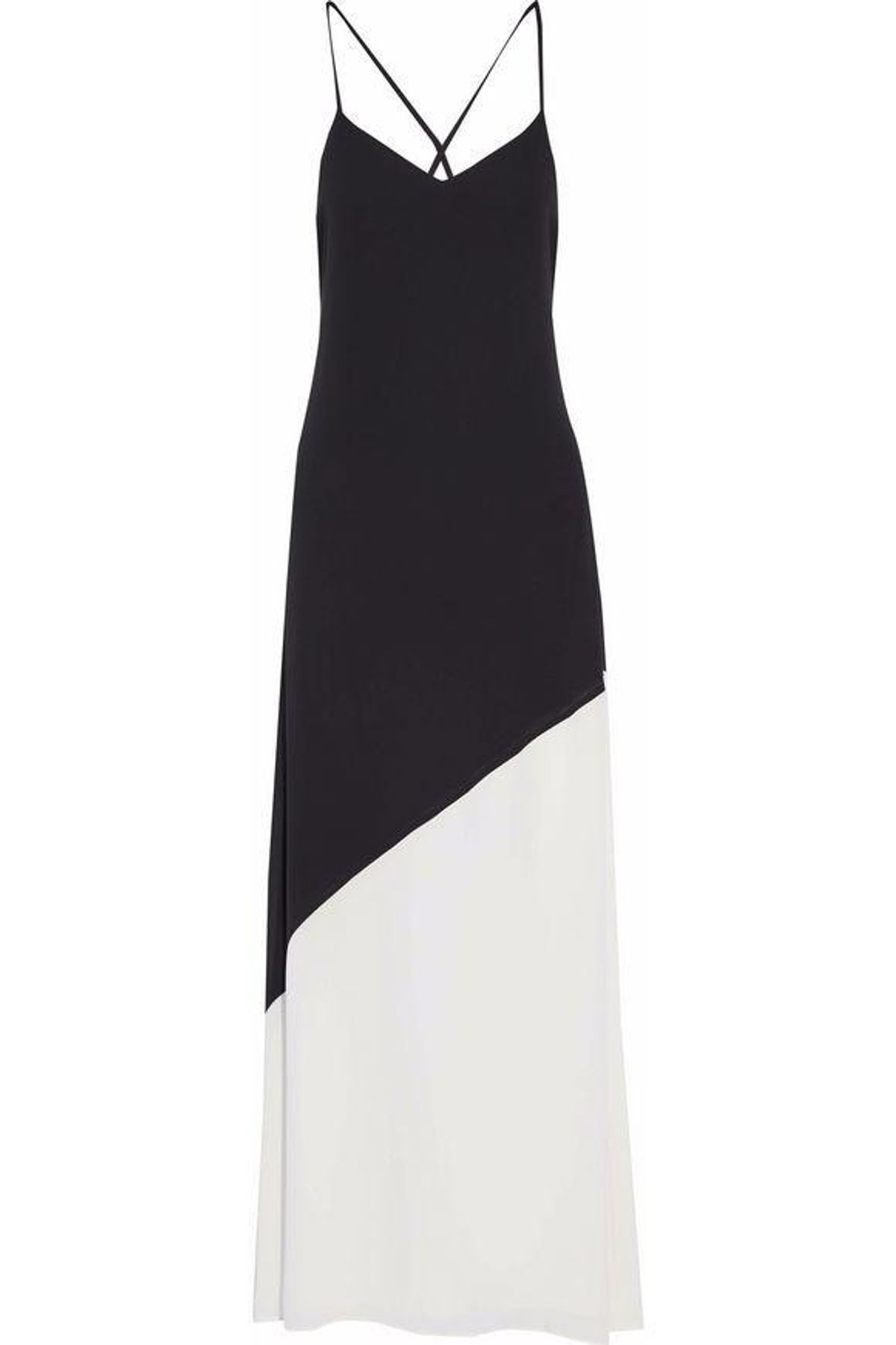 Alice and Olivia Maggie Two Tone Crepe De Chine Maxi Dress Black/White Size 4 - Image 5