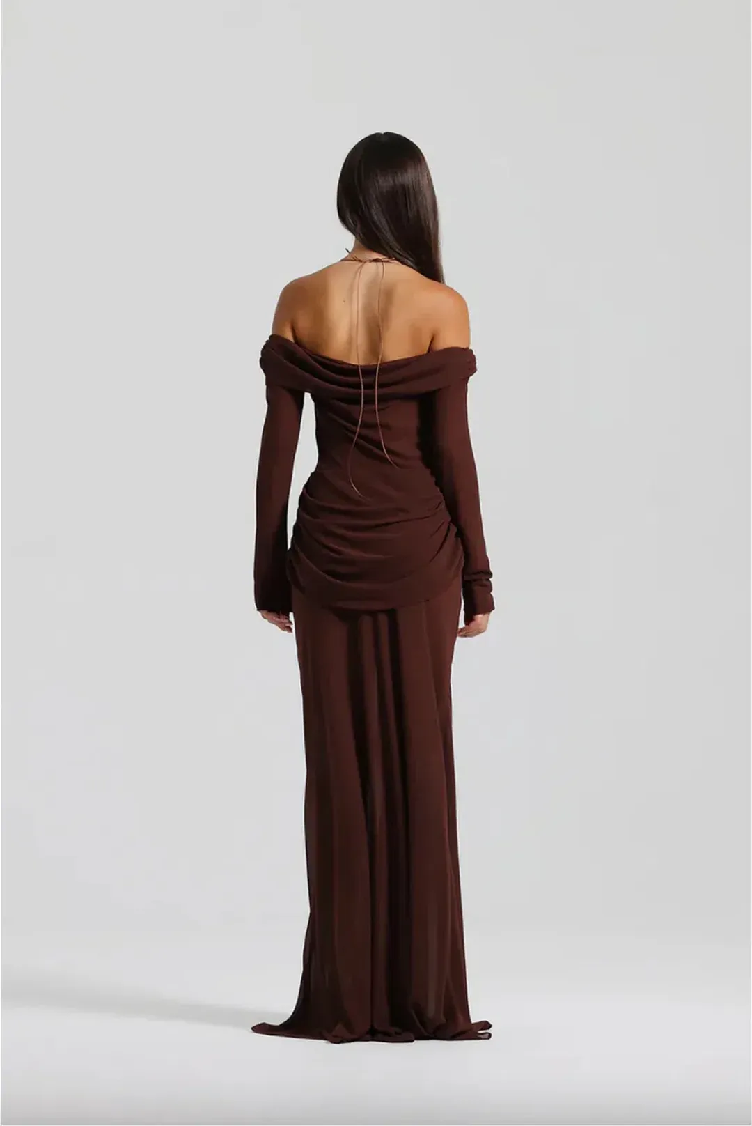 Natalie Rolt Emily Gown in Espresso Size AU 8 for rent on The Volte - main image