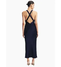 Shona joy Camille Lace Cross Back Split Maxi Dress Midnight/Ivory Size AU 8 for rent on The Volte - image 3