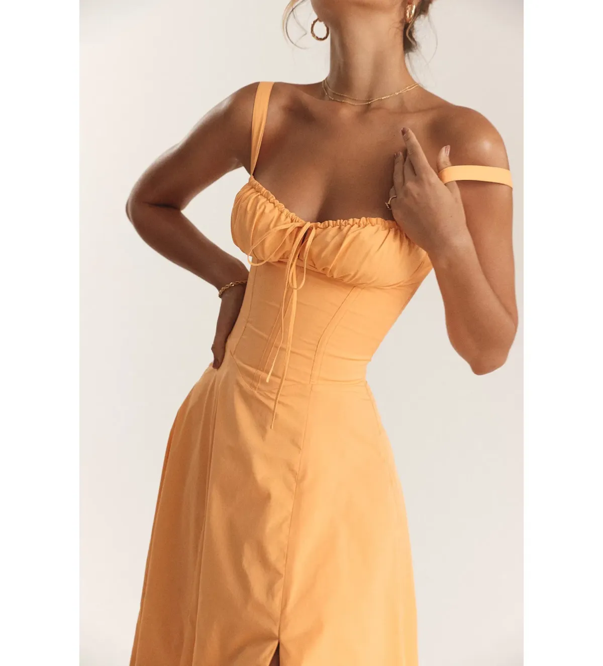House of CB Carmen Bustier Midi Sundress Tangerine Size XS/AU 6 - Image 4