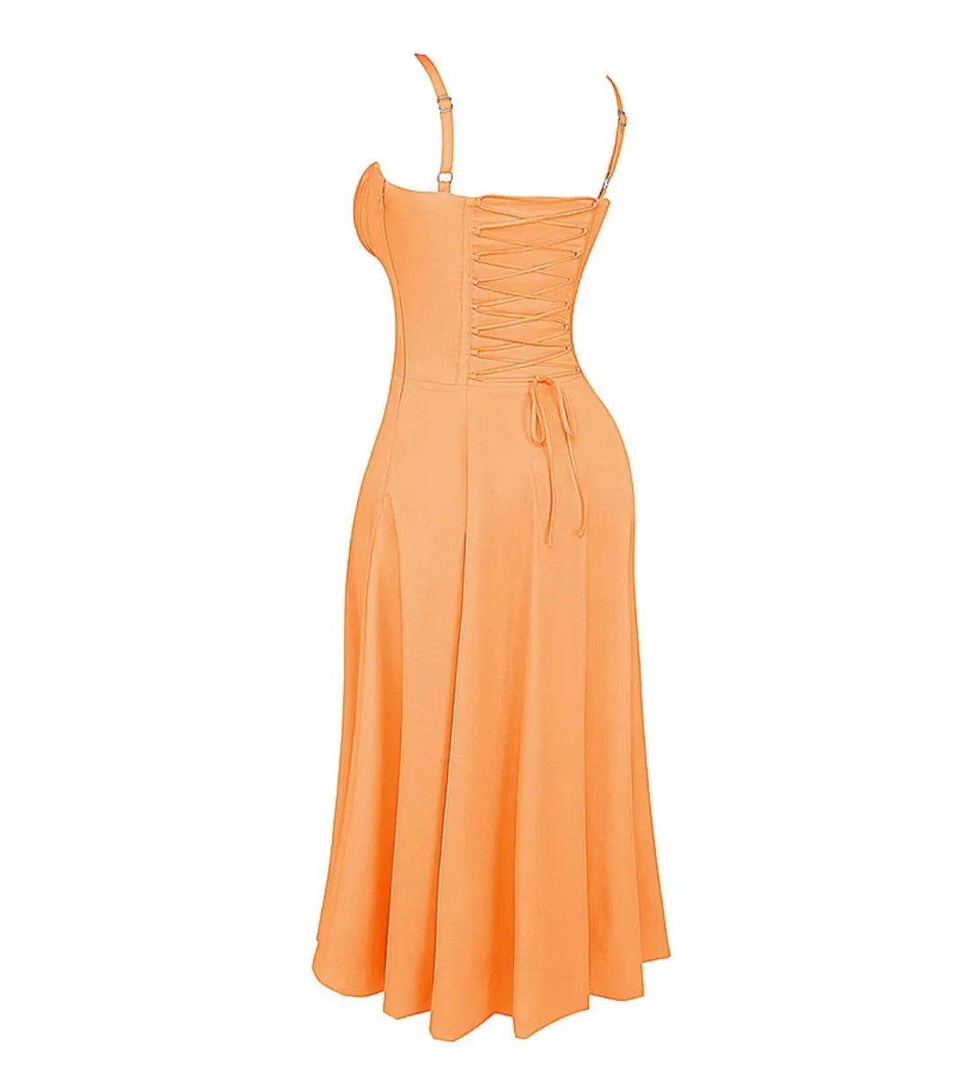 House of CB Carmen Bustier Midi Sundress Tangerine Size XS/AU 6 for rent on The Volte - main image